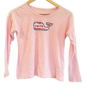 Vineyard Vines Pink Long Sleeve Tee Girls Sz Small Whale Logo